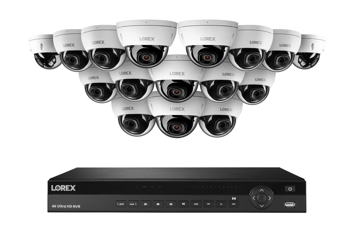 Lorex Elite Series NVR with A10 IP Dome Cameras - 4K 16-Channel 4TB Wired System