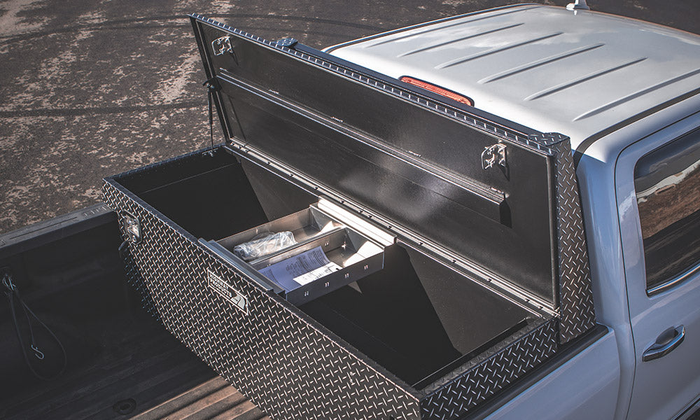 Highway Products Single Lid Crossover Saddle-Style Pickup Truck Toolbox HWP3222-007-BK62S