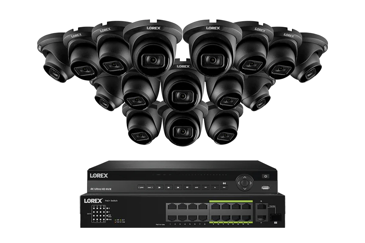 Lorex Elite Series 4K 32 Camera Capable 8TB Wired NVR System with 16 8MP (4K) A14 IP Dome Cameras