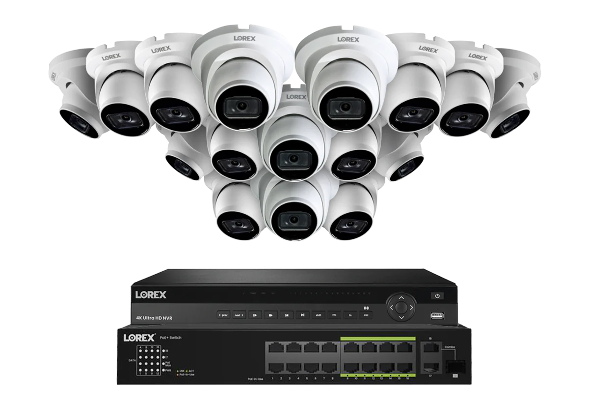 Lorex Elite Series 4K 32 Camera Capable 8TB Wired NVR System with 16 8MP (4K) A14 IP Dome Cameras