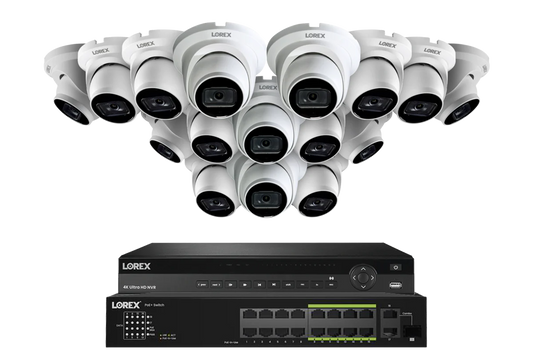 Lorex Elite Series 4K 32 Camera Capable 8TB Wired NVR System with 16 8MP (4K) A14 IP Dome Cameras