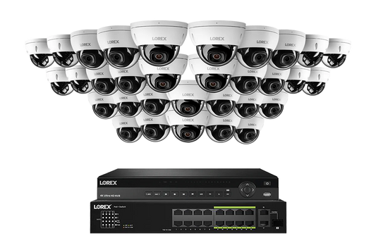 Lorex Elite Series 4K 32 Camera Capable 8TB Wired NVR System with 8MP (4K) A10 IP Dome Cameras