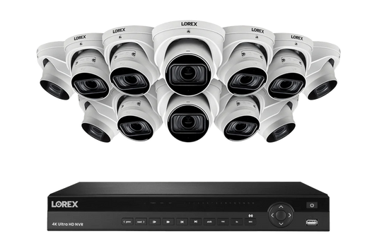 Lorex Elite Series NVR with N3 (Nocturnal Series) IP Motorized Varifocal Dome Cameras - 4K 16-Channel 4TB Wired System