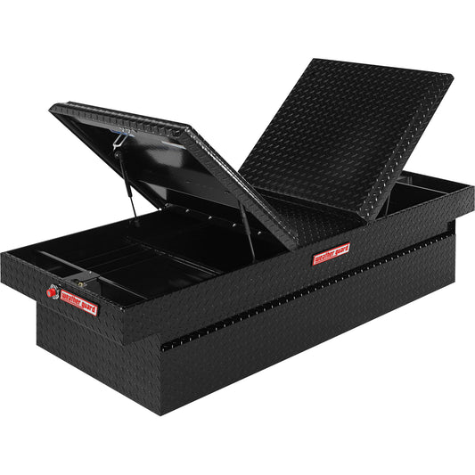 Weather Guard Full EXTRA WIDE GULL WING Aluminum Crossover Saddle-Style Pickup Truck Toolbox - Gloss Black Powder Coat - WEA114-5-01