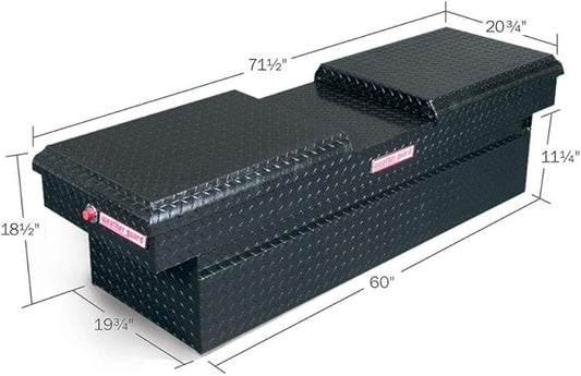 Weather Guard Full STANDARD GULL WING Aluminum Crossover Saddle-Style Pickup Truck Toolbox - Black Gloss Powder Coat - WEA124-5-01