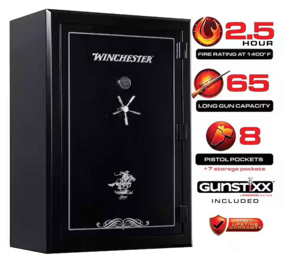 Winchester Legacy 62 Safe | (65+8) 73-Gun Capacity 2.5 Hour Fire Rated Black WTRL-7250-62-7-E