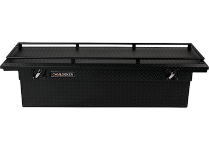 CamLocker King Size LOW PROFILE Aluminum Crossover Saddle-Style Pickup Truck Toolbox With Tie Down Rail on Lid - Matte Black CLKTBCAM-KS71LP-RLMB