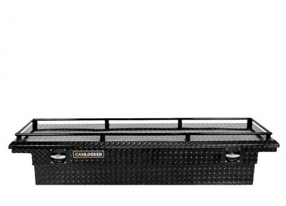CamLocker Standard LOW PROFILE Aluminum Crossover Saddle-Style Pickup Truck Toolbox With Tie Down Rail on Lid - Gloss Black CLKTBCAM-S71LP-RLGB