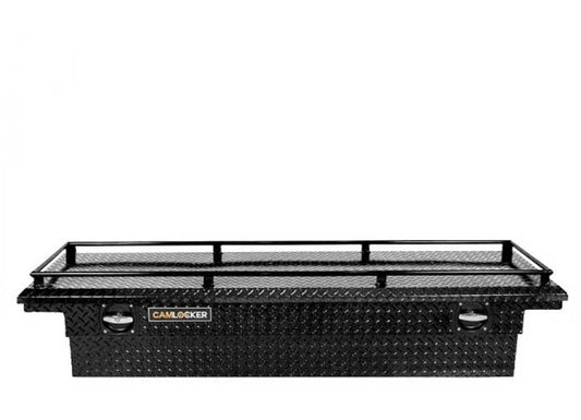 CamLocker Standard LOW PROFILE Aluminum Crossover Saddle-Style Pickup Truck Toolbox With Tie Down Rail on Lid - Gloss Black CLKTBCAM-S71LP-RLGB