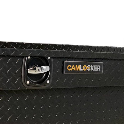 CamLocker Standard LOW PROFILE Aluminum Crossover Saddle-Style Pickup Truck Toolbox With Tie Down Rail on Lid - Gloss Black CLKTBCAM-S71LP-RLGB