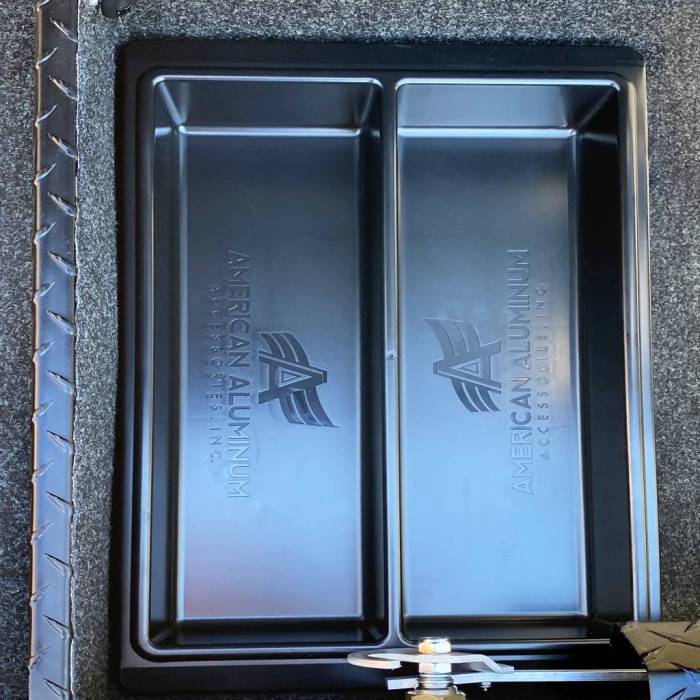 CamLocker Standard LOW PROFILE Aluminum Crossover Saddle-Style Pickup Truck Toolbox With Tie Down Rail on Lid - Matte Black CLKTBCAM-S71LP-RLMB