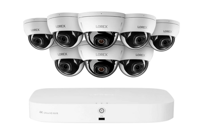 Lorex Fusion NVR with A10 IP Dome Cameras - 4K 16-Camera Capable (8 Wired + 8 Wi-Fi Fusion) 2TB Wired System