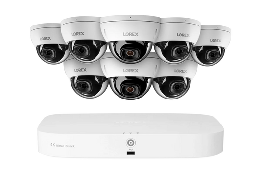 Lorex Fusion NVR with A10 IP Dome Cameras - 4K 16-Camera Capable (8 Wired + 8 Wi-Fi Fusion) 2TB Wired System