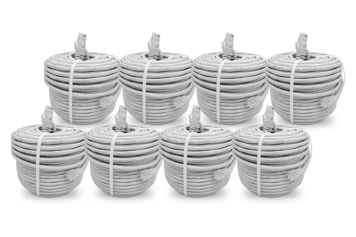 Lorex CAT5e PoE NVR to Camera Connection 60ft Extension Cables 8-Pack