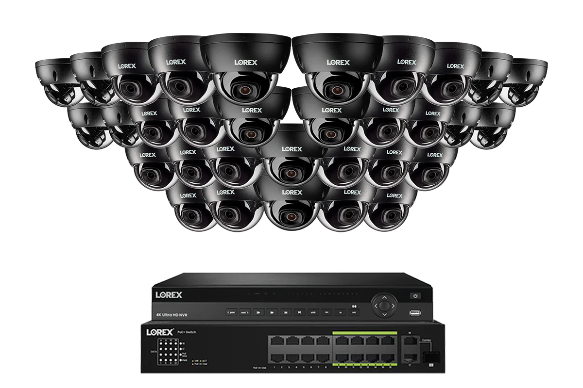 Lorex Elite Series 4K 32 Camera Capable 8TB Wired NVR System with 8MP (4K) A10 IP Dome Cameras