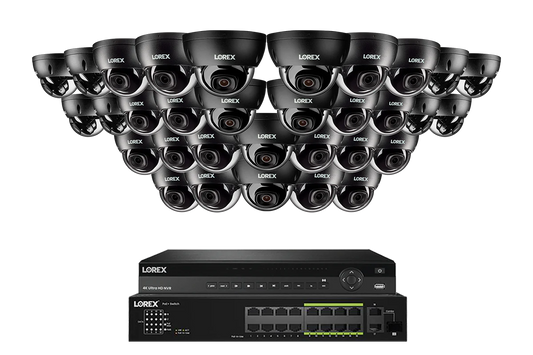 Lorex Elite Series 4K 32 Camera Capable 8TB Wired NVR System with 8MP (4K) A10 IP Dome Cameras