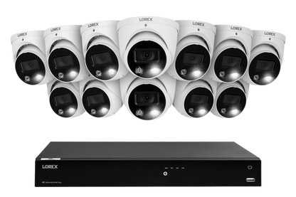 Lorex Fusion Series 4K 16 Camera Capable (Wired or Fusion Wi-Fi) 4TB Wired NVR System with H13 IP Dome Cameras
