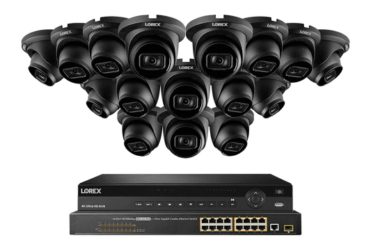 Lorex Elite Series NVR with N3 (Nocturnal Series) IP Dome Cameras - 4K 32-Channel 8TB Wired System