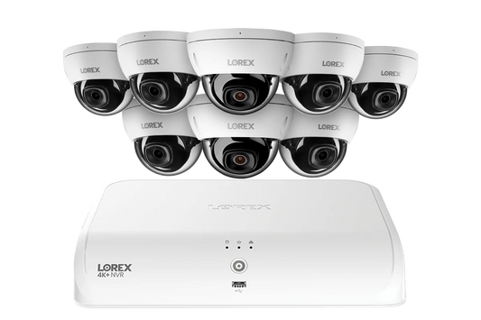 Lorex Fusion NVR with A10 IP Dome Cameras - 4K 16-Camera Capable (8 Wired + 8 Wi-Fi Fusion) 2TB Wired System
