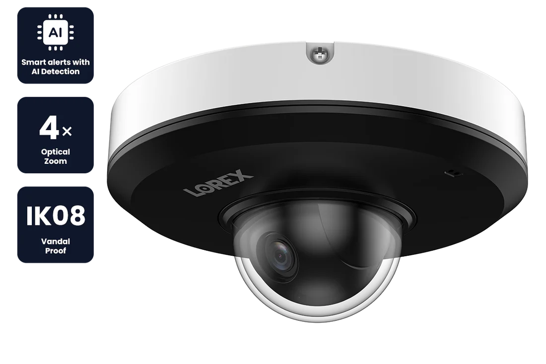 Lorex P2 - 2K (4MP) IP Wired PTZ Security Camera with AI Detection and 4x Optical Zoom