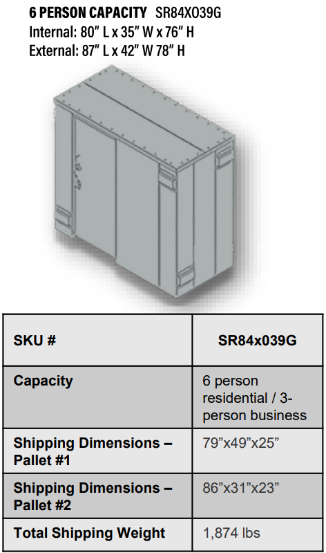 Swisher ESP Safety Shelter - Panelized/Modular Storm Shelter/Safe Room – EF5 Rated Protection 6 person capacity SR84x039G