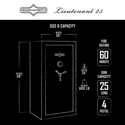 Surelock Security Lieutenant 25-Gun & Home Safe 60 Minute Fire Rated SRL3418952