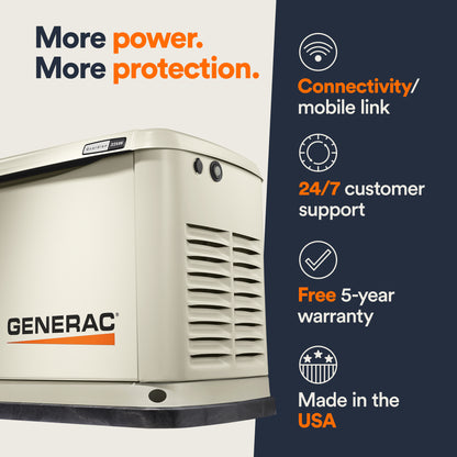 Generac Power Systems Guardian 22kW Dual Fuel Home Standby Generator w/ 200 Amp Transfer Switch Wi-Fi Enabled GPS7043