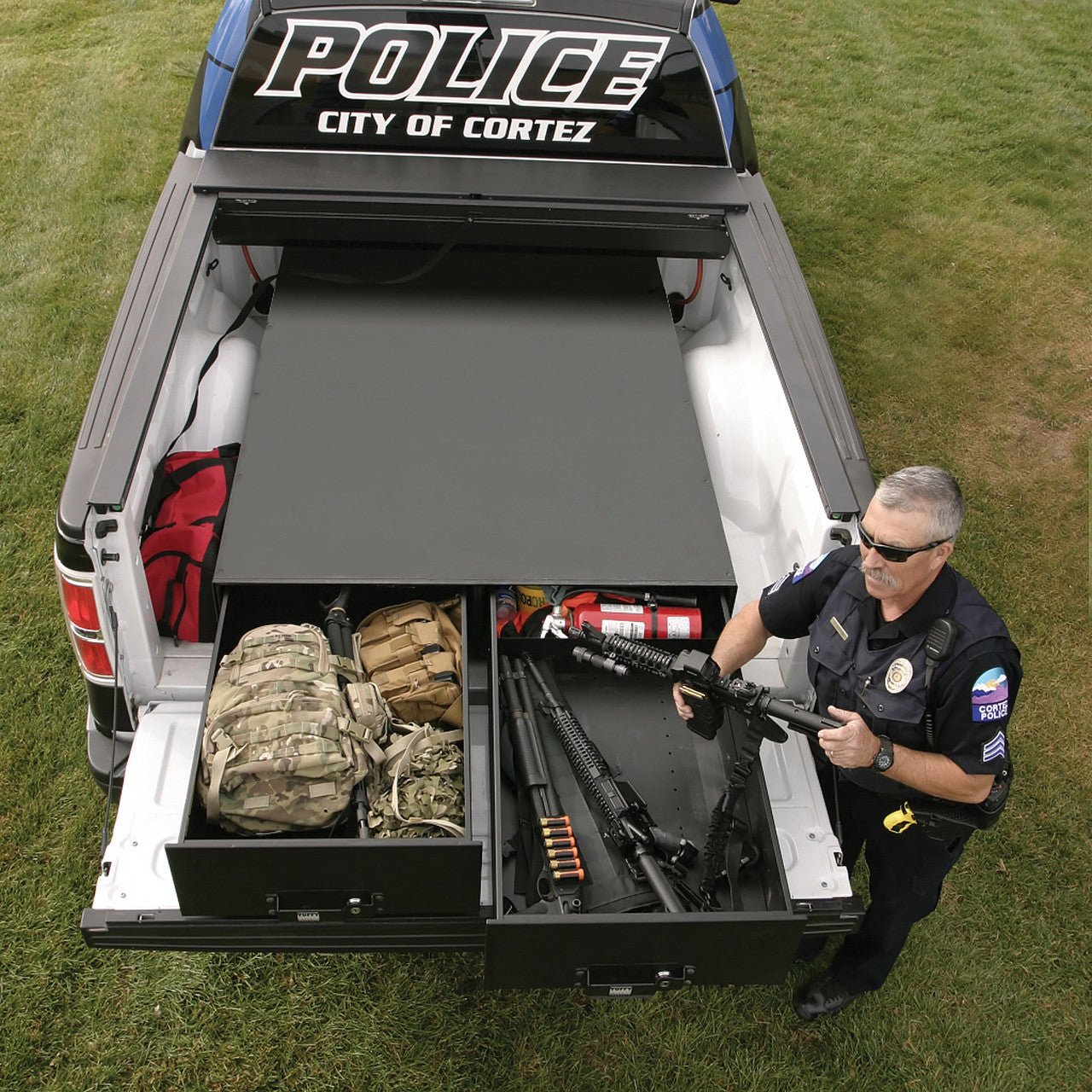 Tuffy Heavy-Duty Truck Bed Gear Drawers – 2 Drawer 50/50 Split Lockable Storage System