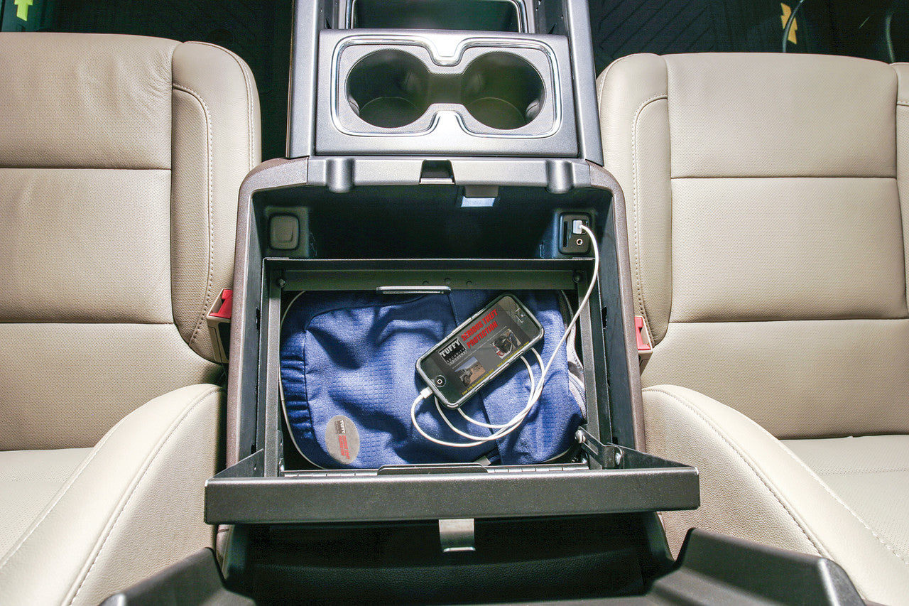 Tuffy Console Safe Chevy/GMC Trucks & SUVs (2014–2020) – Locking Center Console Insert