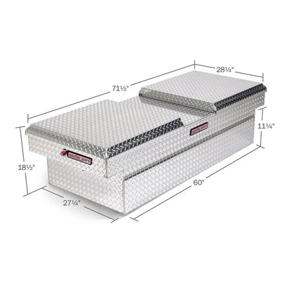 Weather Guard Full EXTRA WIDE GULL WING Aluminum Crossover Saddle-Style Pickup Truck Toolbox - Clear Gloss Powder Coat - WEA114-0-01