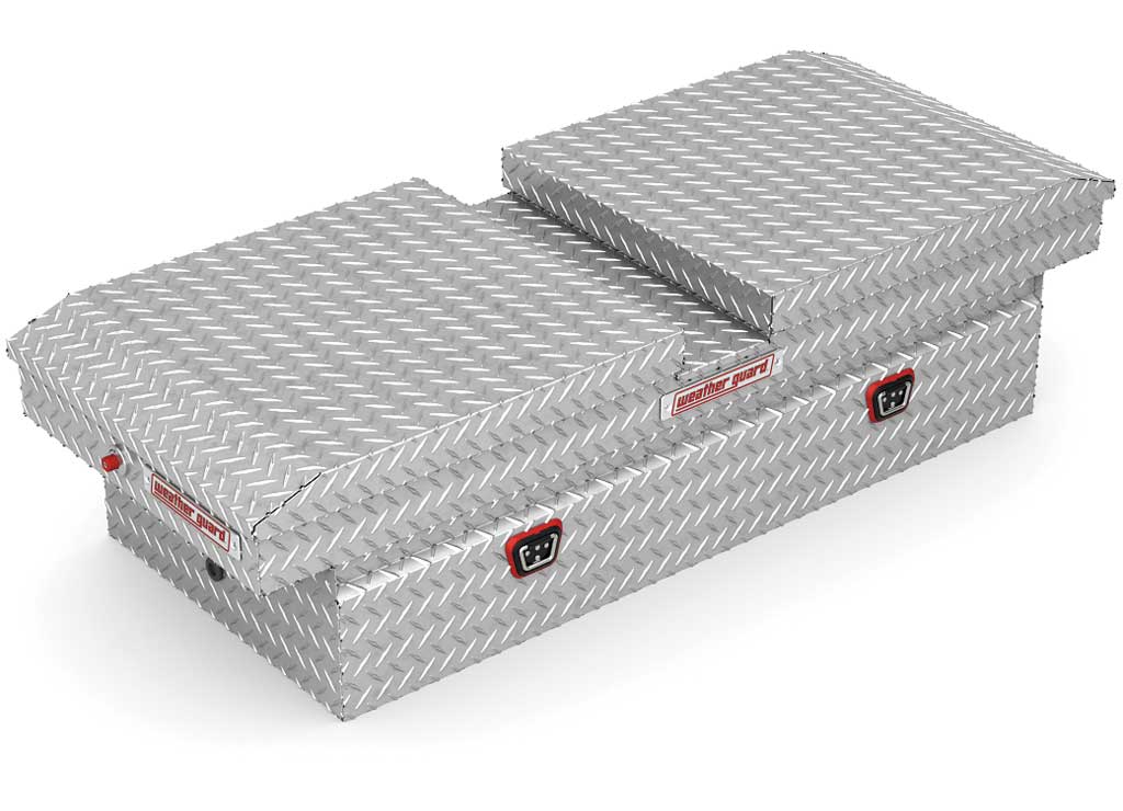 Weather Guard Full EXTRA WIDE GULL WING Aluminum Crossover Saddle-Style Pickup Truck Toolbox - Clear Gloss Powder Coat - WEA114-0-04