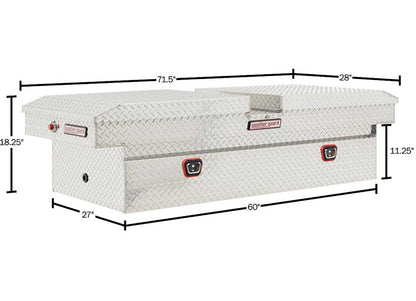 Weather Guard Full EXTRA WIDE GULL WING Aluminum Crossover Saddle-Style Pickup Truck Toolbox - Clear Gloss Powder Coat - WEA114-0-04