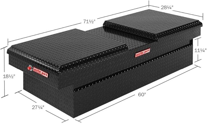 Weather Guard Full EXTRA WIDE GULL WING Aluminum Crossover Saddle-Style Pickup Truck Toolbox - Gloss Black Powder Coat - WEA114-5-01