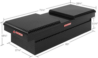 Weather Guard Full EXTRA WIDE GULL WING Aluminum Crossover Saddle-Style Pickup Truck Toolbox - Gloss Black Powder Coat - WEA114-5-01