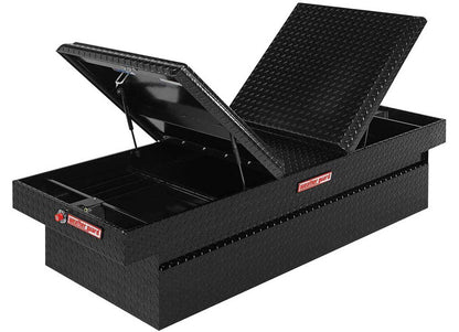 Weather Guard Full EXTRA WIDE GULL WING Aluminum Crossover Saddle-Style Pickup Truck Toolbox - Gloss Black Powder Coat - WEA114-5-04