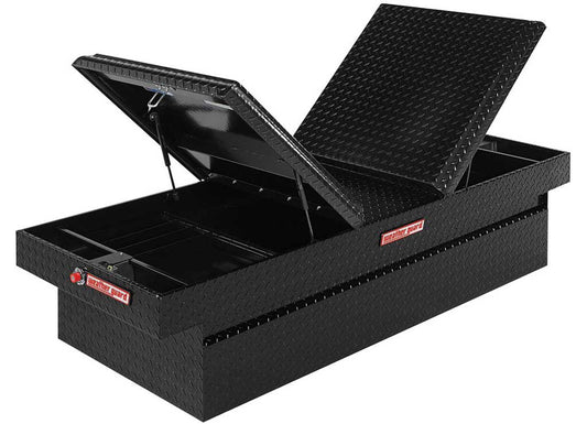 Weather Guard Full EXTRA WIDE GULL WING Aluminum Crossover Saddle-Style Pickup Truck Toolbox - Gloss Black Powder Coat - WEA114-5-04