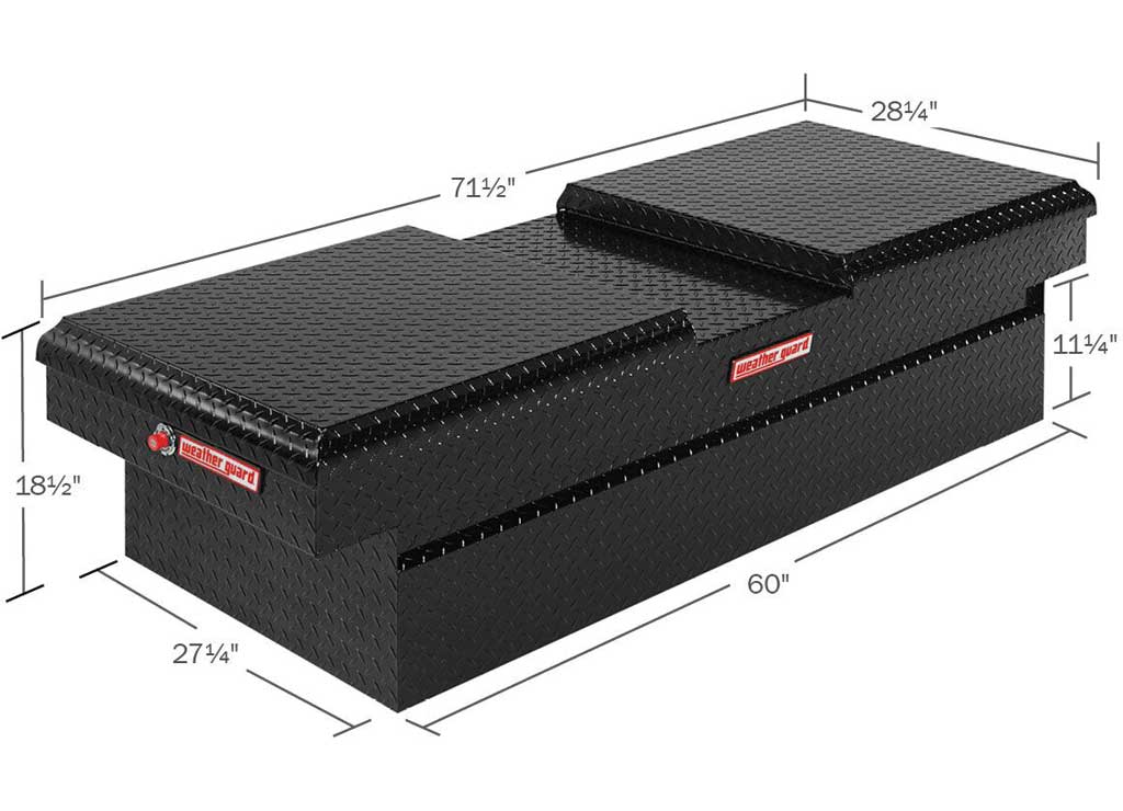 Weather Guard Full EXTRA WIDE GULL WING Aluminum Crossover Saddle-Style Pickup Truck Toolbox - Gloss Black Powder Coat - WEA114-5-04