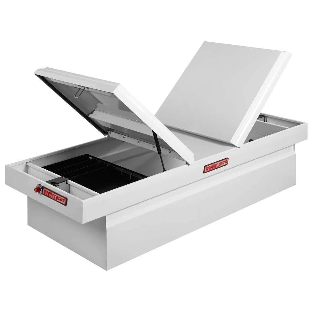 Weather Guard Full EXTRA WIDE GULL WING STEEL Crossover Saddle-Style Pickup Truck Toolbox - White Powder Coat - WEA115-3-01