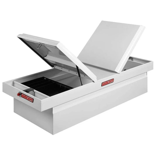 Weather Guard Full EXTRA WIDE GULL WING STEEL Crossover Saddle-Style Pickup Truck Toolbox - White Powder Coat - WEA115-3-01