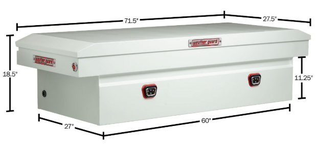 Weather Guard Full EXTRA WIDE STEEL Crossover Saddle-Style Pickup Truck Toolbox - White Powder Coat - WEA116-3-04
