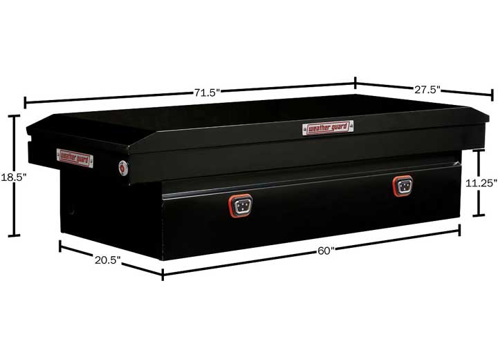 Weather Guard Full EXTRA WIDE STEEL Crossover Saddle-Style Pickup Truck Toolbox - Gloss Black Powder Coat - WEA116-5-04