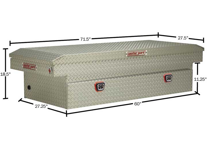 Weather Guard Full EXTRA WIDE Aluminum Crossover Saddle-Style Pickup Truck Toolbox - Clear Gloss Powder Coat - WEA117-0-04