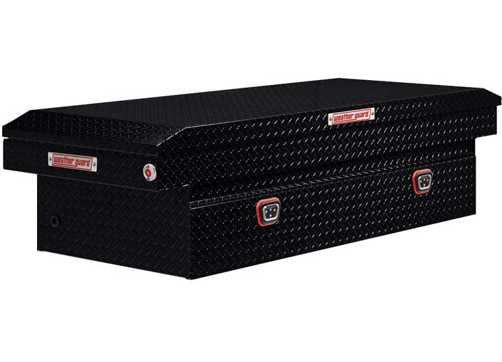 Weather Guard Full EXTRA WIDE Aluminum Crossover Saddle-Style Pickup Truck Toolbox - Black Gloss Powder Coat - WEA117-5-04