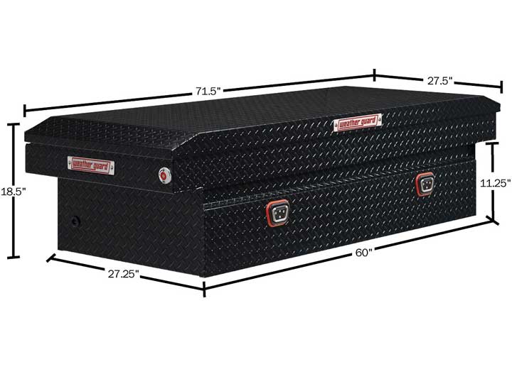 Weather Guard Full EXTRA WIDE Aluminum Crossover Saddle-Style Pickup Truck Toolbox - Black Gloss Powder Coat - WEA117-5-04