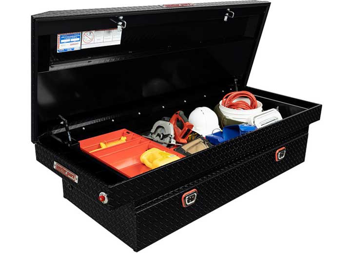 Weather Guard Full EXTRA WIDE Aluminum Crossover Saddle-Style Pickup Truck Toolbox - Black Gloss Powder Coat - WEA117-5-04