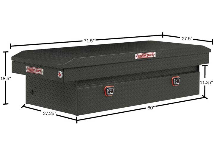 Weather Guard Full EXTRA WIDE Aluminum Crossover Saddle-Style Pickup Truck Toolbox - Textured Matte Black Powder Coat - WEA117-52-04