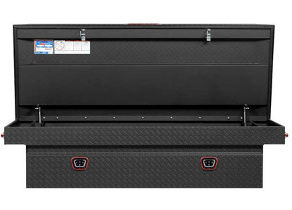 Weather Guard Full EXTRA WIDE Aluminum Crossover Saddle-Style Pickup Truck Toolbox - Textured Matte Black Powder Coat - WEA117-52-04