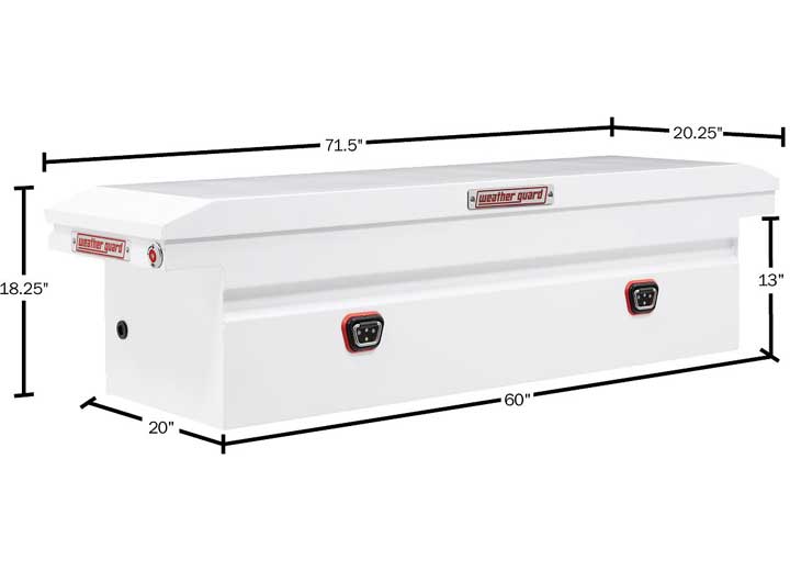 Weather Guard Full LOW PROFILE STEEL Crossover Saddle-Style Pickup Truck Toolbox - White Powder Coat - WEA120-3-04