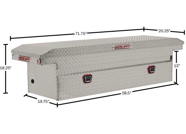 Weather Guard Full LOW PROFILE Aluminum Crossover Saddle-Style Pickup Truck Toolbox - Clear Gloss Powder Coat - WEA121-0-04