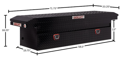 Weather Guard Full LOW PROFILE Aluminum Crossover Saddle-Style Pickup Truck Toolbox - Black Gloss Powder Coat - WEA121-5-04